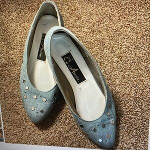 VTG Annie Denim Bedazzled flat Shoes Size 7